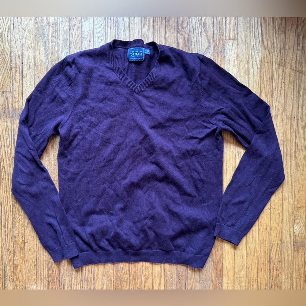 Topman Deep Purple V-Neck Sweater